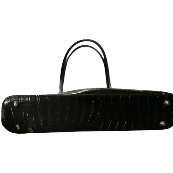 Prada black 🐊 croc leather handbag no call outs silver feet 3 open pockets nice - Picture 3 of 14
